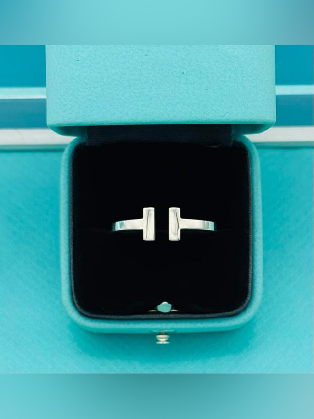 Tiffany & Co. Silver T Square Ring Size 9.5 EUC